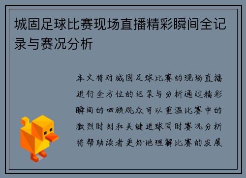 城固足球比赛现场直播精彩瞬间全记录与赛况分析